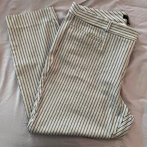 BANANA REPUBLIC SLOAN BLUISH-GRAY & WHITE TICKING STRIPED ANKLE PANTS, 18, EUC